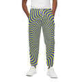 Blue And Yellow Illusory Motion Print Cotton Sweatpants