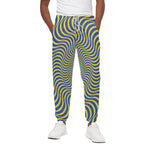 Blue And Yellow Illusory Motion Print Cotton Pants