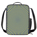 Blue And Yellow Illusory Motion Print Crossbody Lunch Bag