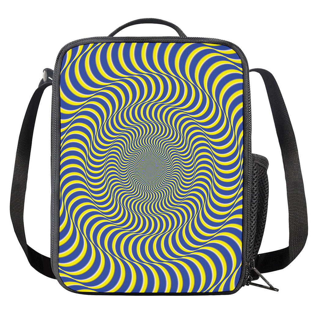 Blue And Yellow Illusory Motion Print Crossbody Lunch Bag