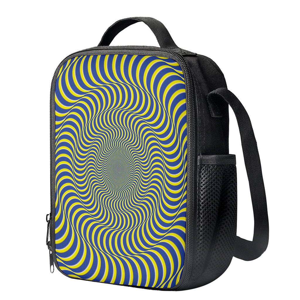 Blue And Yellow Illusory Motion Print Crossbody Lunch Bag