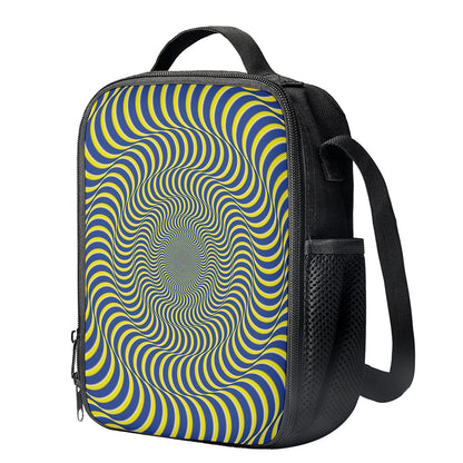 Blue And Yellow Illusory Motion Print Crossbody Lunch Bag