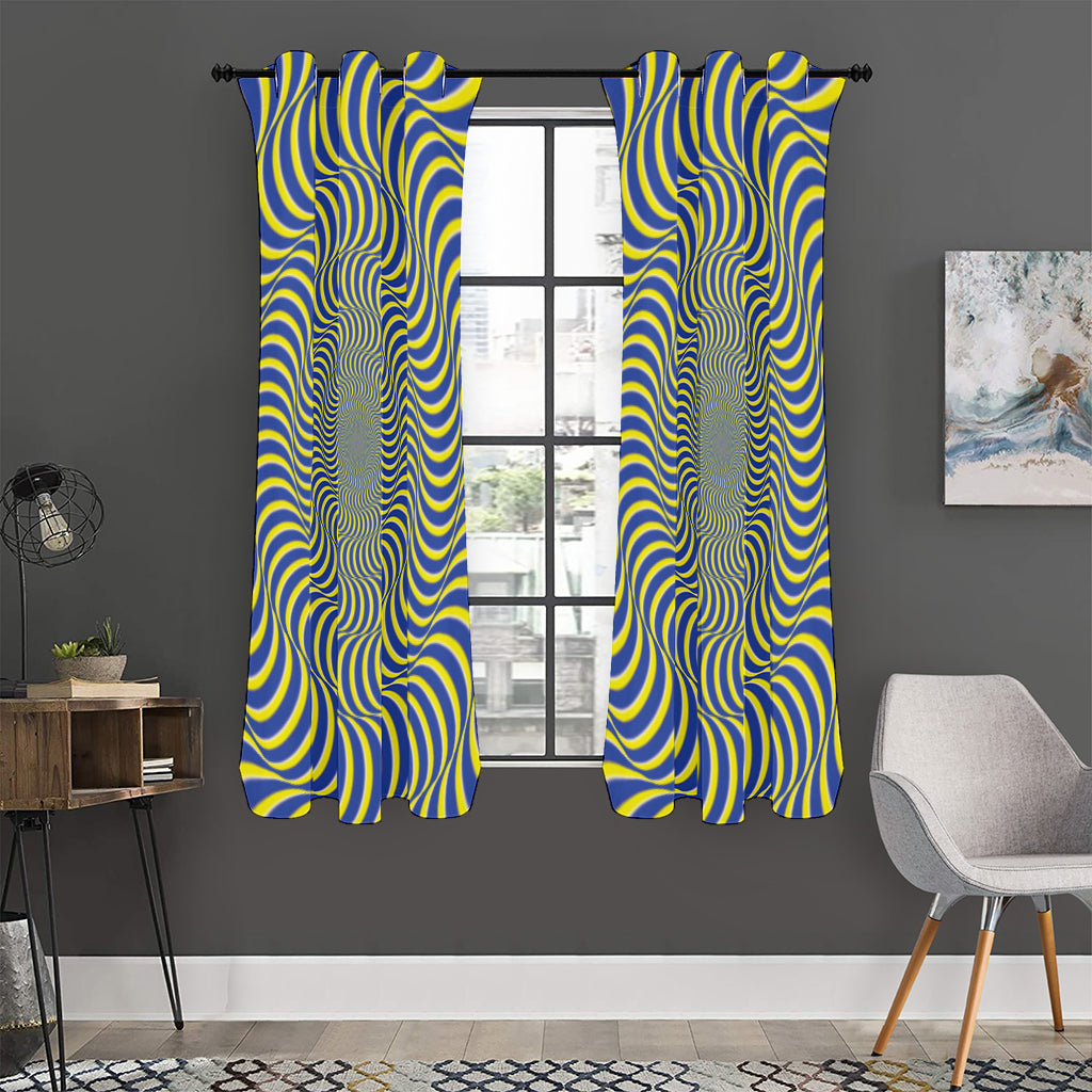 Blue And Yellow Illusory Motion Print Curtain