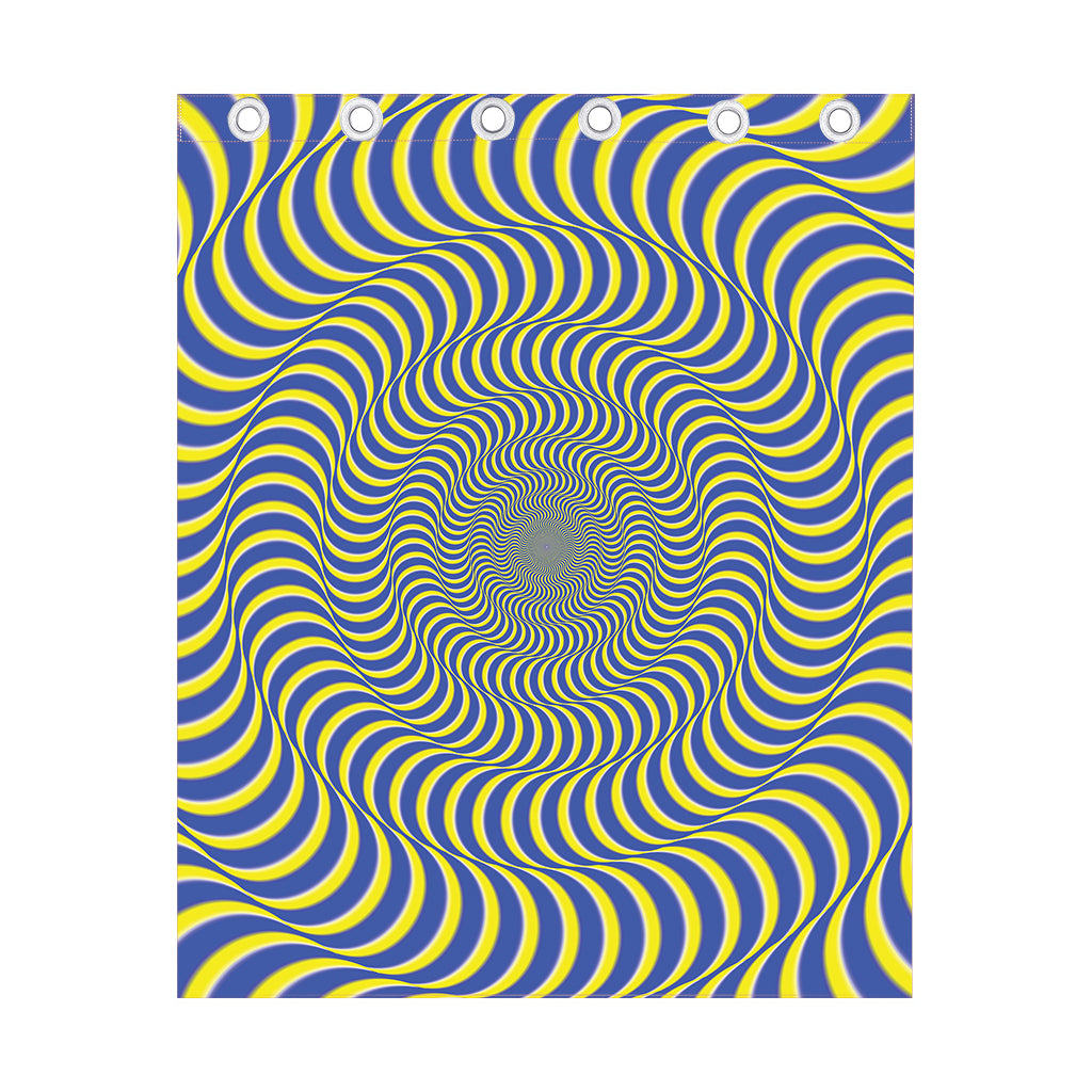 Blue And Yellow Illusory Motion Print Curtain