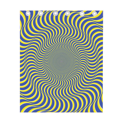 Blue And Yellow Illusory Motion Print Curtain