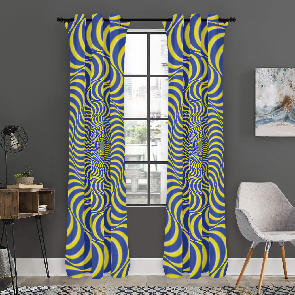 Blue And Yellow Illusory Motion Print Curtain