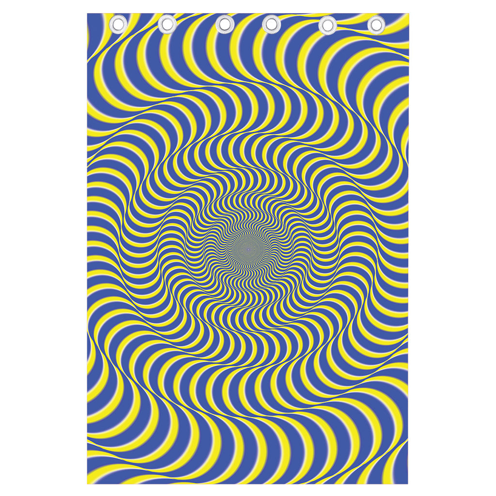 Blue And Yellow Illusory Motion Print Curtain