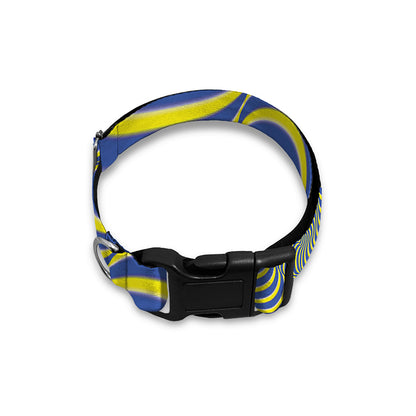Blue And Yellow Illusory Motion Print Dog Collar