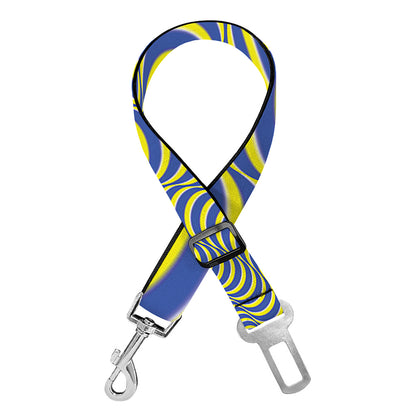 Blue And Yellow Illusory Motion Print Dog Seat Belt