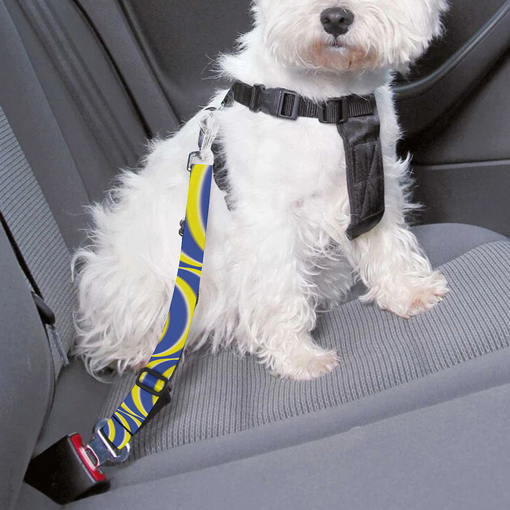 Blue And Yellow Illusory Motion Print Dog Seat Belt
