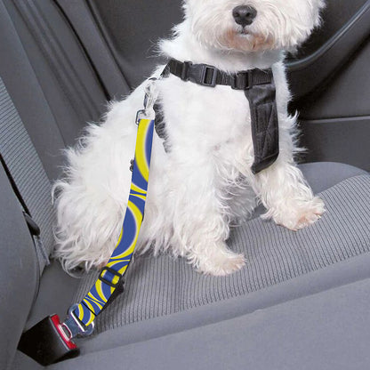 Blue And Yellow Illusory Motion Print Dog Seat Belt
