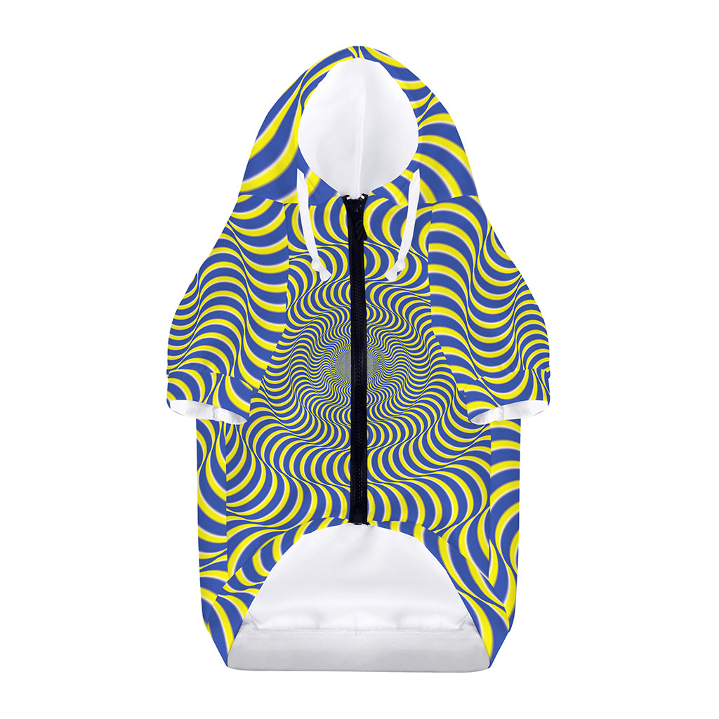 Blue And Yellow Illusory Motion Print Dog Zip Up Hoodie