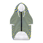 Blue And Yellow Illusory Motion Print Dog Zip Up Hoodie