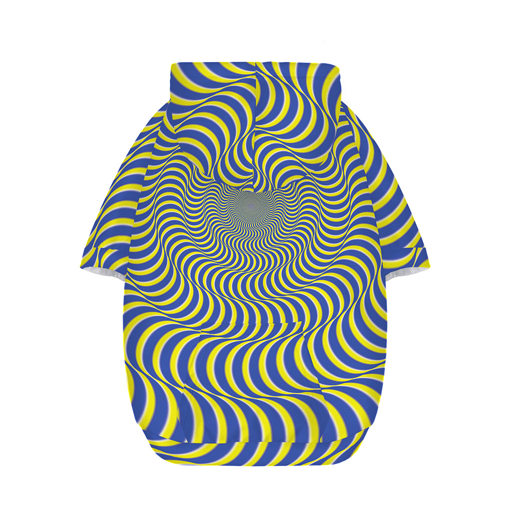 Blue And Yellow Illusory Motion Print Dog Zip Up Hoodie