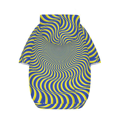 Blue And Yellow Illusory Motion Print Dog Zip Up Hoodie