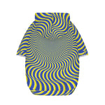 Blue And Yellow Illusory Motion Print Dog Zip Up Hoodie