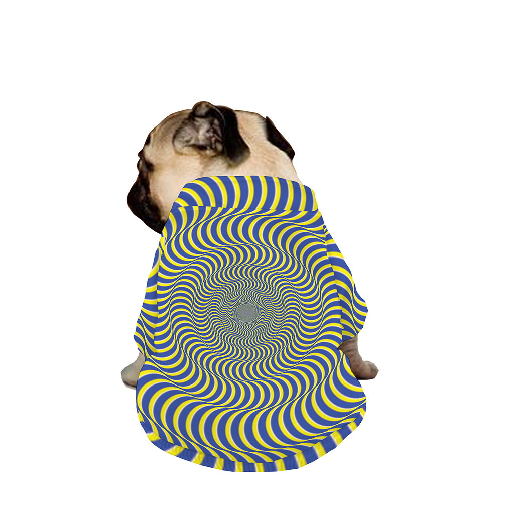 Blue And Yellow Illusory Motion Print Dog Zip Up Jacket