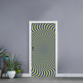 Blue And Yellow Illusory Motion Print Door Sticker