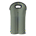 Blue And Yellow Illusory Motion Print Double Neoprene Wine Tote