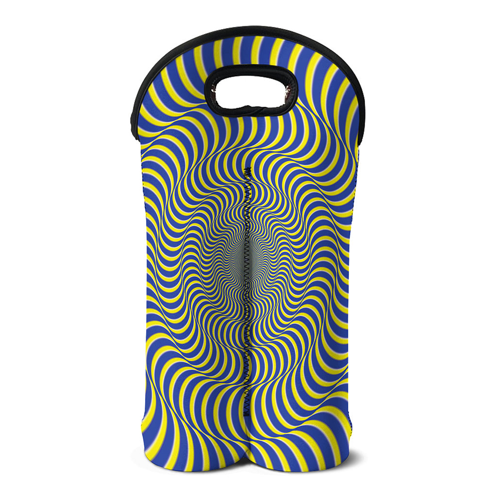Blue And Yellow Illusory Motion Print Double Neoprene Wine Tote