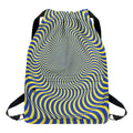 Blue And Yellow Illusory Motion Print Drawstring Backpack