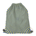Blue And Yellow Illusory Motion Print Drawstring Bag