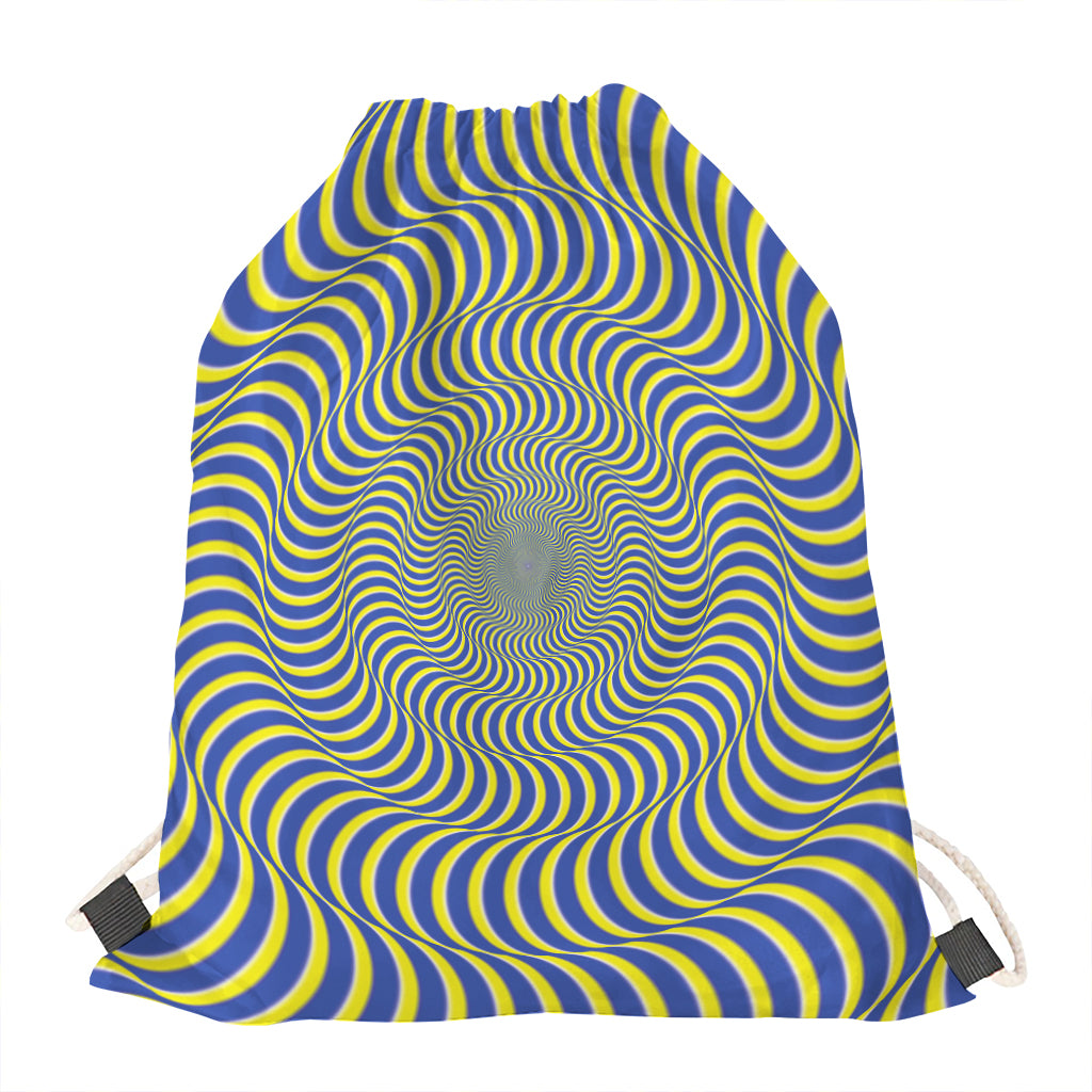 Blue And Yellow Illusory Motion Print Drawstring Bag