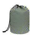 Blue And Yellow Illusory Motion Print Drawstring Makeup Bag