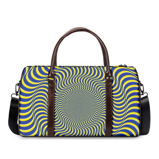 Blue And Yellow Illusory Motion Print Duffle Bag