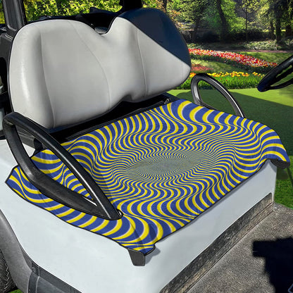 Blue And Yellow Illusory Motion Print Golf Cart Seat Cover