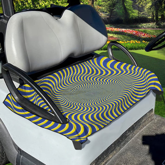 Blue And Yellow Illusory Motion Print Golf Cart Seat Cover