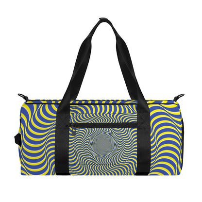 Blue And Yellow Illusory Motion Print Gym Bag
