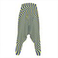 Blue And Yellow Illusory Motion Print Hammer Pants