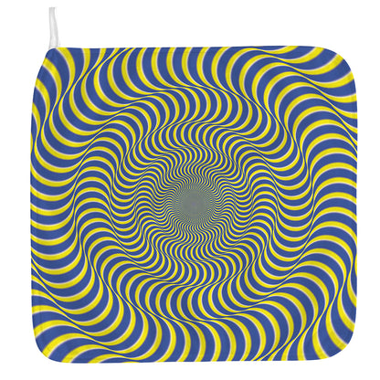 Blue And Yellow Illusory Motion Print Hand Towel