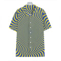 Blue And Yellow Illusory Motion Print Hawaiian Shirt