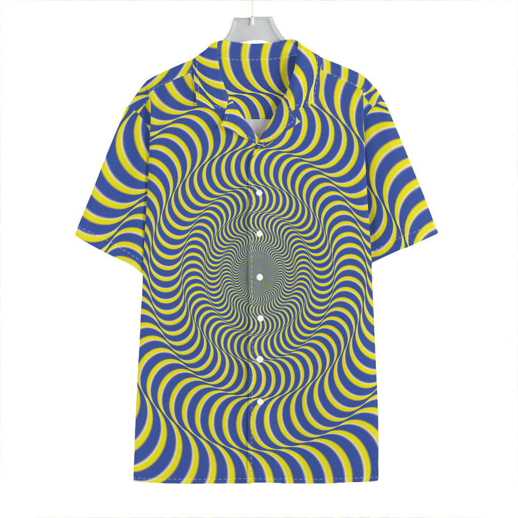 Blue And Yellow Illusory Motion Print Hawaiian Shirt