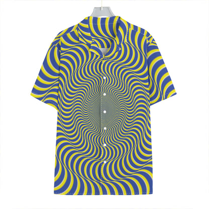Blue And Yellow Illusory Motion Print Hawaiian Shirt