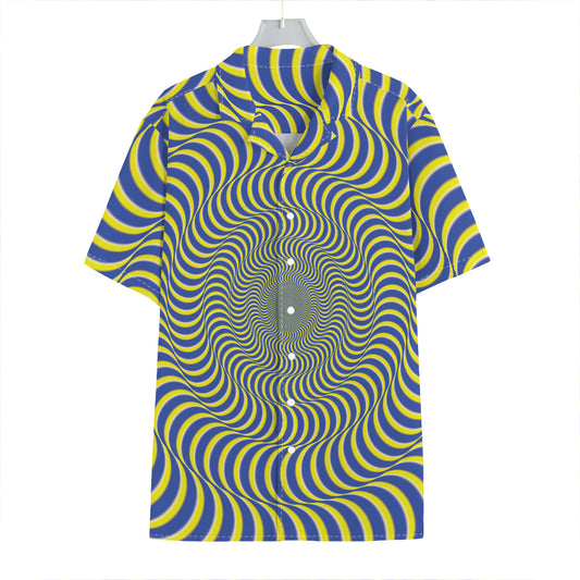 Blue And Yellow Illusory Motion Print Hawaiian Shirt