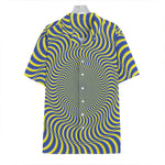 Blue And Yellow Illusory Motion Print Hawaiian Shirt