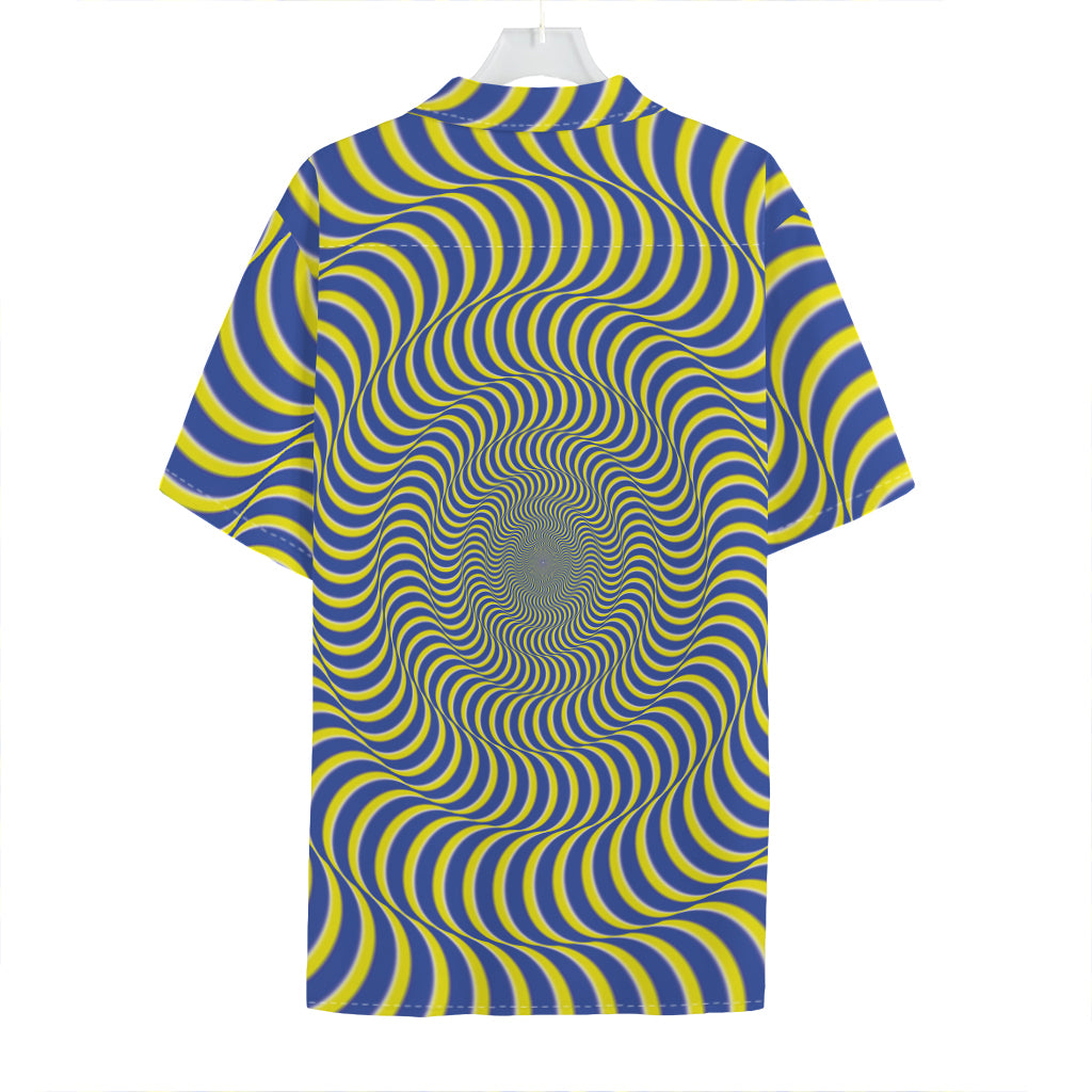 Blue And Yellow Illusory Motion Print Hawaiian Shirt