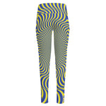 Blue And Yellow Illusory Motion Print High-Waisted Pocket Leggings