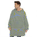 Blue And Yellow Illusory Motion Print Hoodie Blanket
