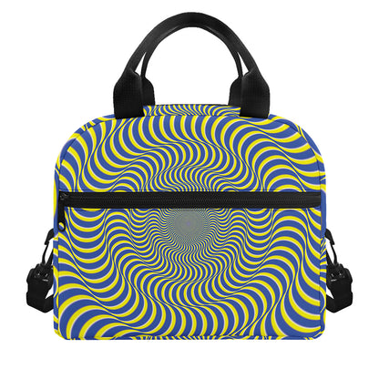 Blue And Yellow Illusory Motion Print Insulated Lunch Bag