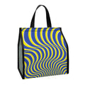Blue And Yellow Illusory Motion Print Insulated Lunch Tote