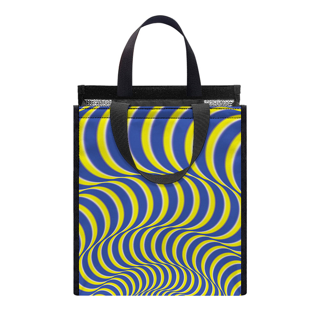 Blue And Yellow Illusory Motion Print Insulated Lunch Tote