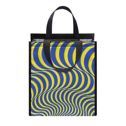 Blue And Yellow Illusory Motion Print Insulated Lunch Tote