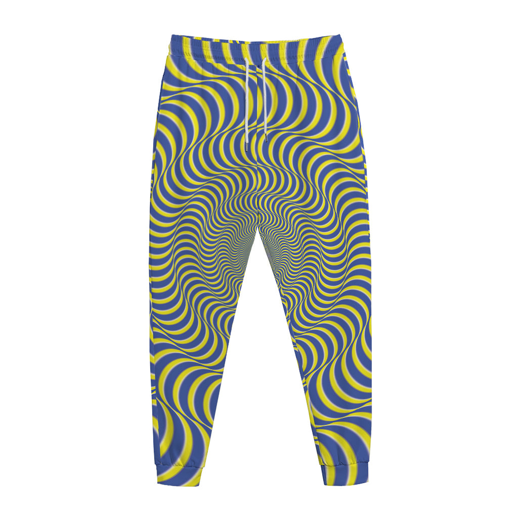 Blue And Yellow Illusory Motion Print Jogger Pants