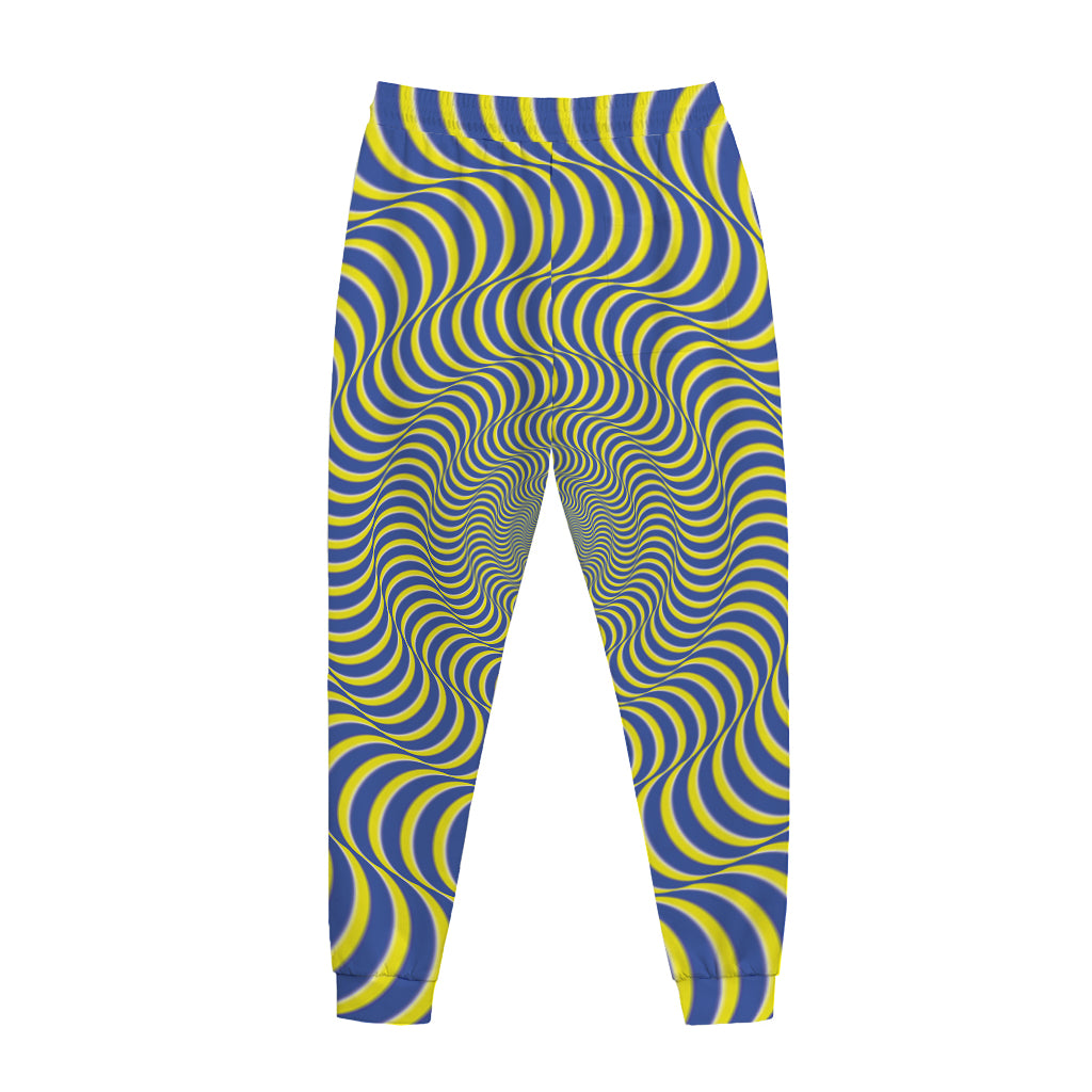 Blue And Yellow Illusory Motion Print Jogger Pants