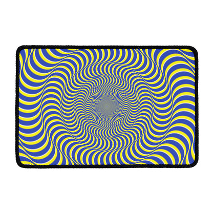 Blue And Yellow Illusory Motion Print Kitchen Mat