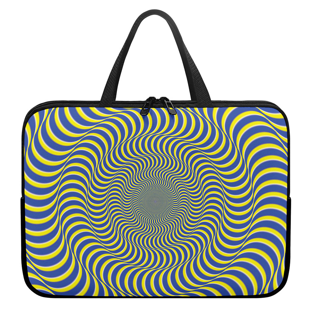 Blue And Yellow Illusory Motion Print Laptop Sleeve With Handle